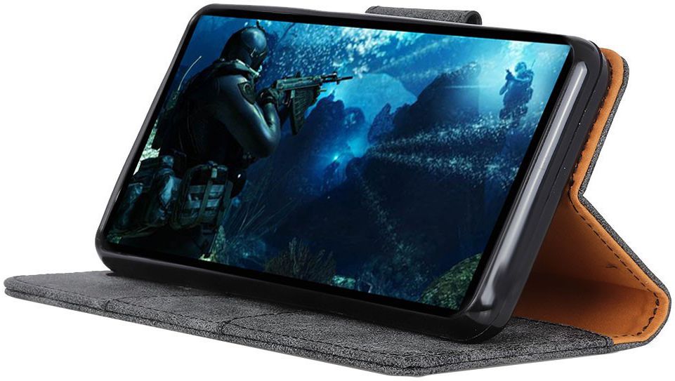 Honor View 20 Echt Leren Portemonnee Hoesje Grijs afbeelding 2