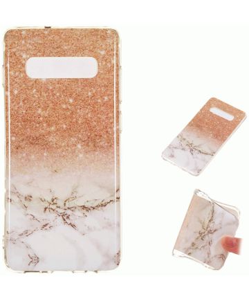 Samsung Galaxy S10 Plus TPU Backcover Marmer Goud Hoesjes