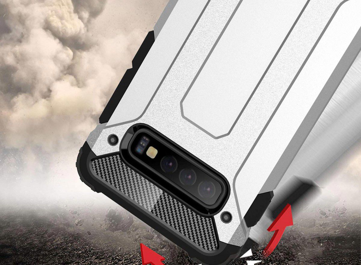 Samsung Galaxy S10 Hoesje Shock Proof Hybride Back Cover Wit afbeelding 2