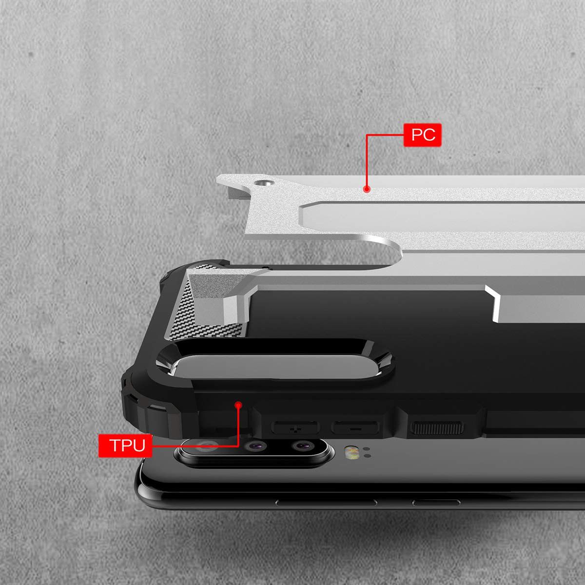 Huawei P30 Hybride Hoesje Grijs afbeelding 4