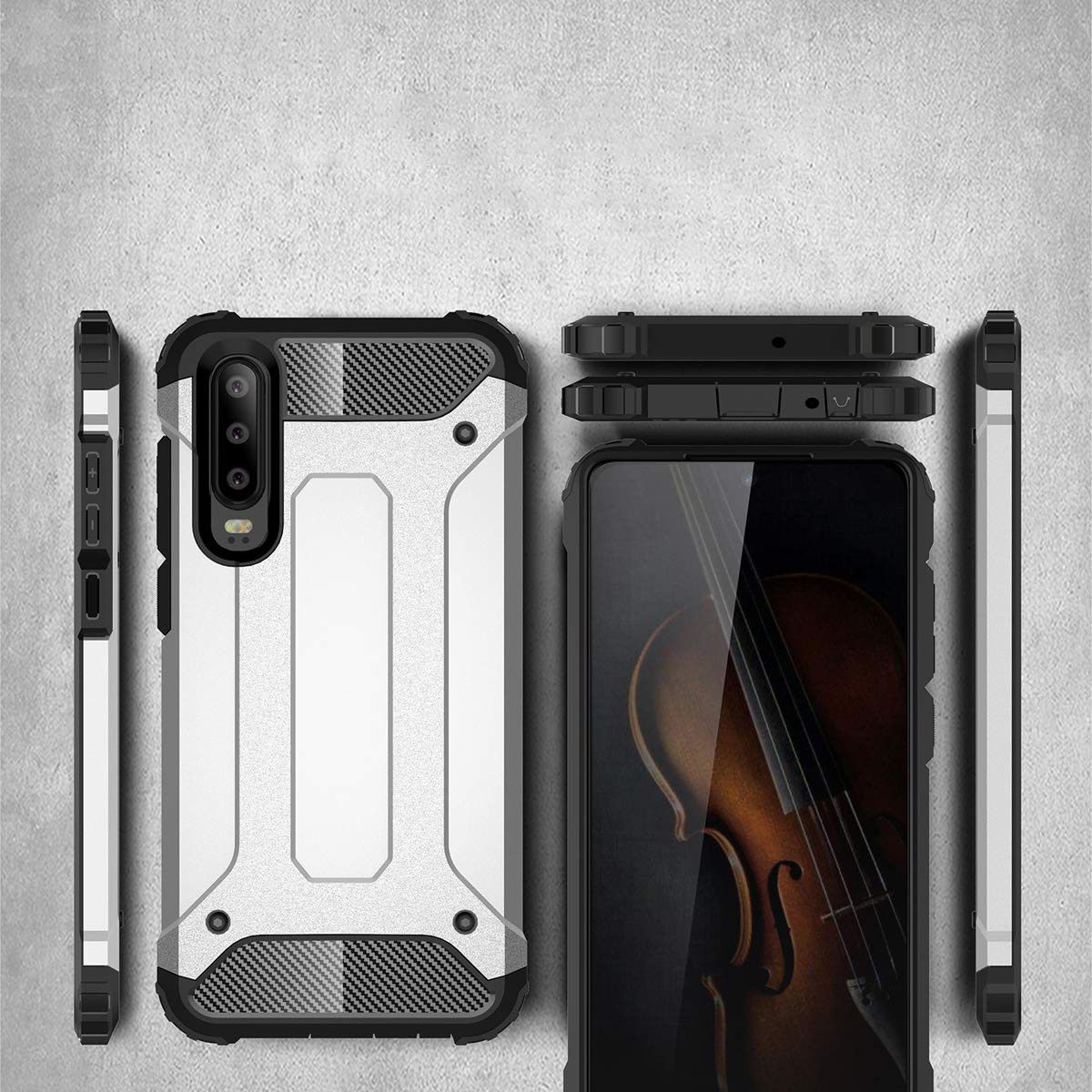 Huawei P30 Hybride Hoesje Grijs afbeelding 5