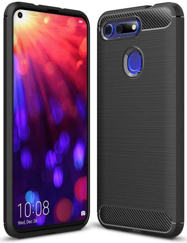 Honor View 20 Geborsteld TPU Hoesje Zwart afbeelding 1