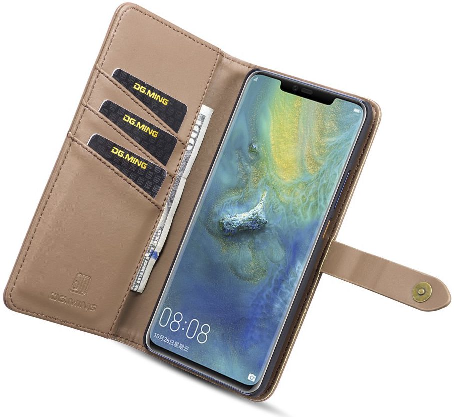 Huawei Mate 20 Pro Leren 2-in-1 Bookcase en Back Cover Hoesje Bruin afbeelding 13