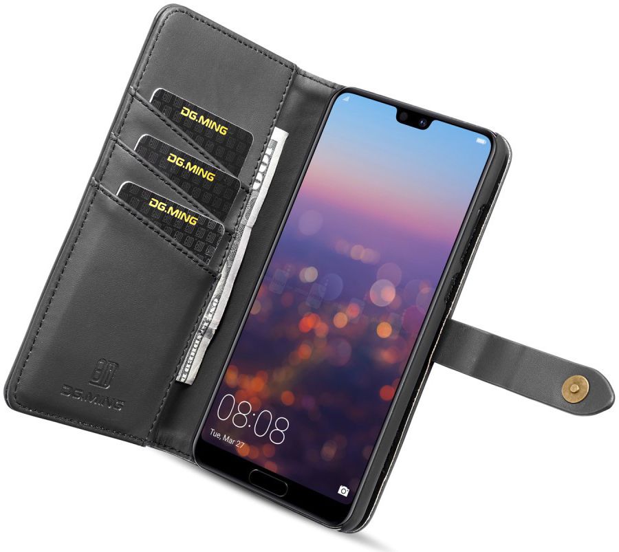 Huawei P20 Pro Leren 2-in-1 Bookcase en Back Cover Hoesje Zwart afbeelding 13