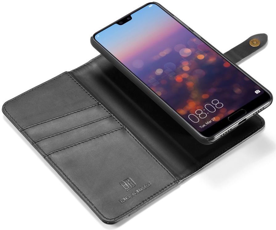 Huawei P20 Pro Leren 2-in-1 Bookcase en Back Cover Hoesje Zwart afbeelding 2