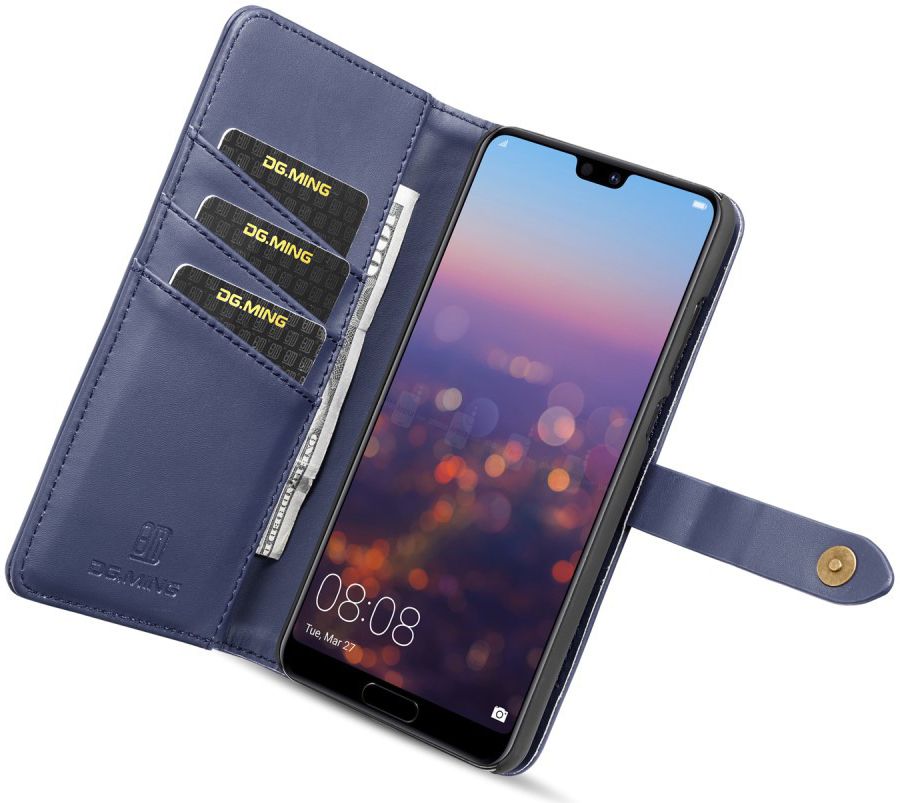 Huawei P20 Pro Leren 2-in-1 Bookcase en Back Cover Hoesje Blauw afbeelding 13