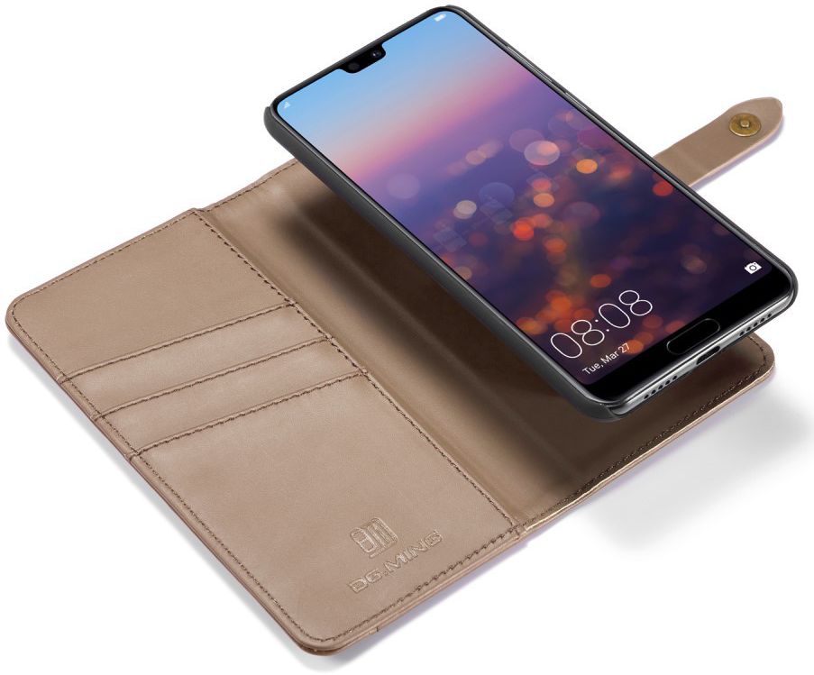 Huawei P20 Pro Leren 2-in-1 Bookcase en Back Cover Hoesje Bruin afbeelding 2