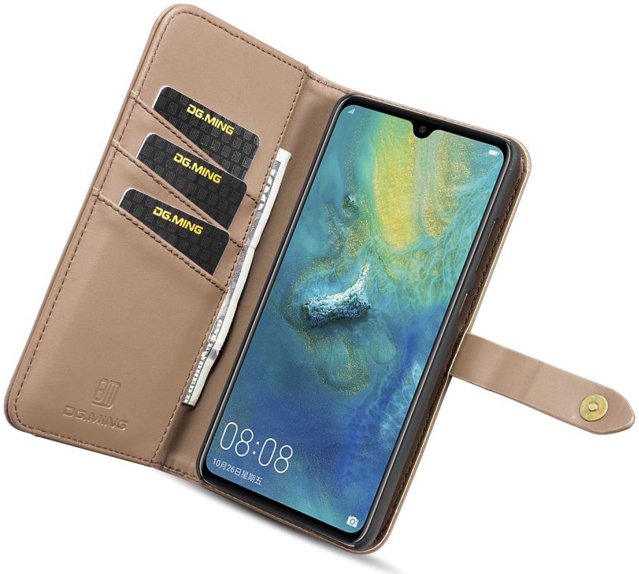 Huawei Mate 20 Leren 2-in-1 Bookcase en Back Cover Hoesje Bruin afbeelding 12