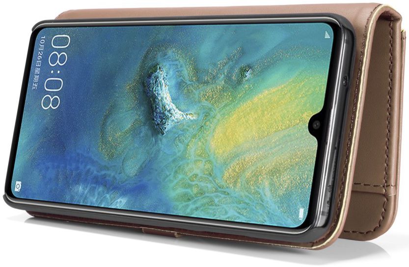 Huawei Mate 20 Leren 2-in-1 Bookcase en Back Cover Hoesje Bruin afbeelding 10