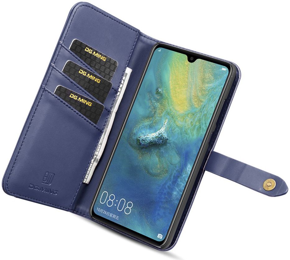 Huawei Mate 20 Leren 2-in-1 Bookcase en Back Cover Hoesje Blauw afbeelding 12