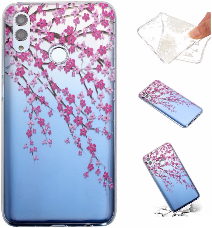 Honor 10 Lite Transparant Hoesje met Print Blossom Flower afbeelding 3