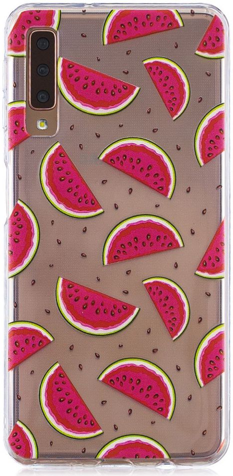 Samsung Galaxy A7 (2018)Transparant Hoesje met Print Watermeloen afbeelding 1