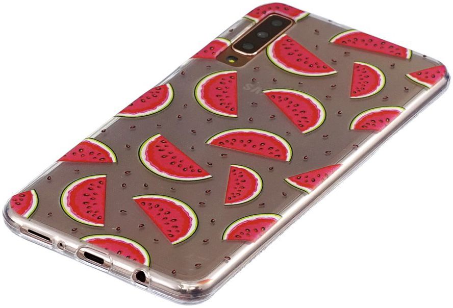 Samsung Galaxy A7 (2018)Transparant Hoesje met Print Watermeloen afbeelding 3
