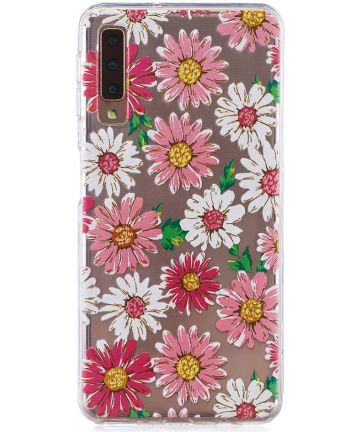Samsung Galaxy A7 (2018)Transparant Hoesje met Print Daisy Flower Hoesjes