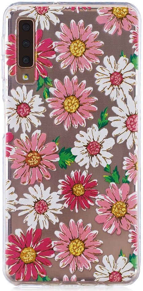 Samsung Galaxy A7 (2018)Transparant Hoesje met Print Daisy Flower afbeelding 1