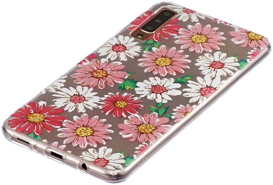 Samsung Galaxy A7 (2018)Transparant Hoesje met Print Daisy Flower afbeelding 3
