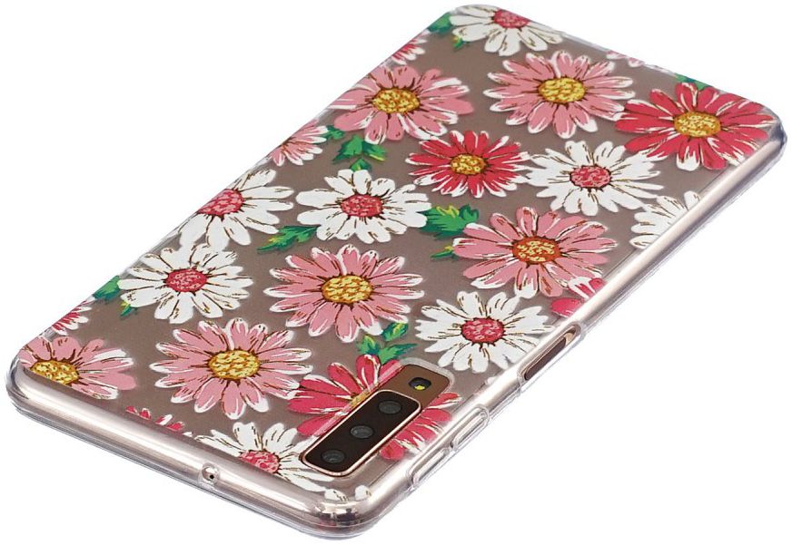 Samsung Galaxy A7 (2018)Transparant Hoesje met Print Daisy Flower afbeelding 4