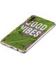 Samsung Galaxy A7 (2018)Transparant Hoesje met Print Green Leaves
