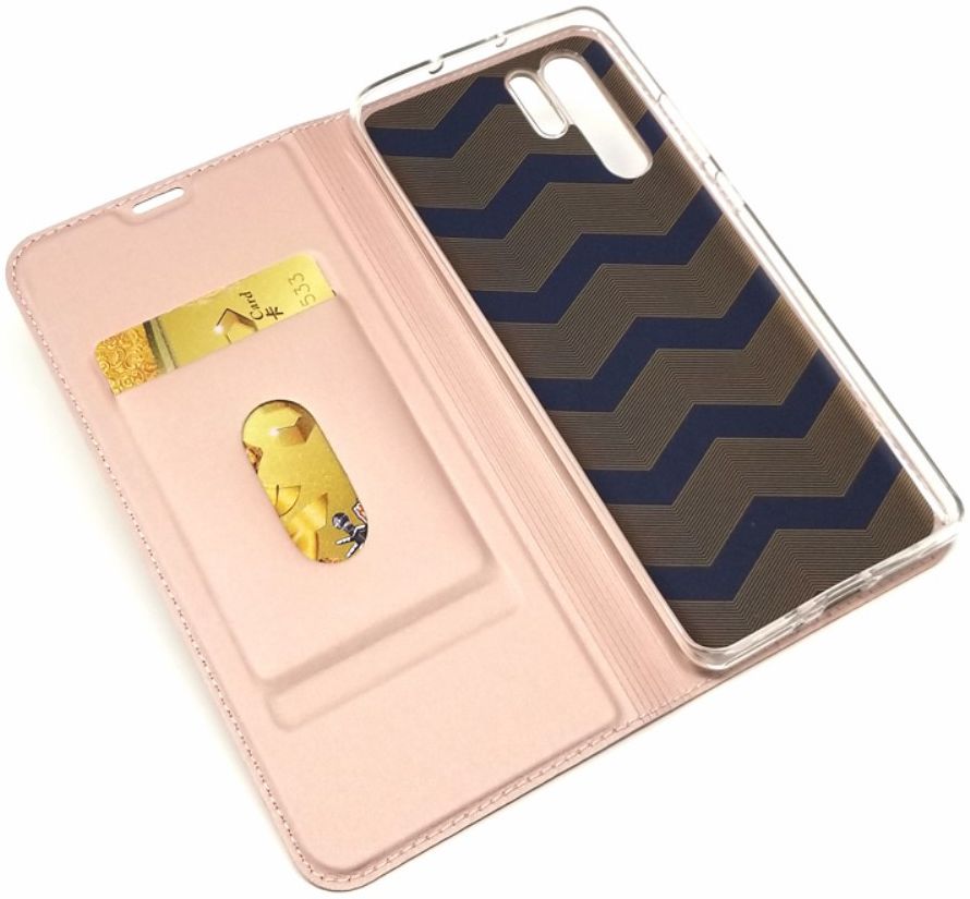 Huawei P30 Pro Flip Hoesje met Kaart Houder Roze Goud afbeelding 8
