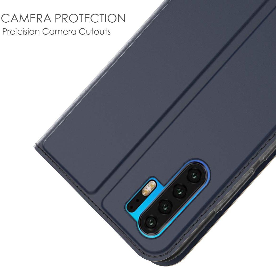 Huawei P30 Pro Flip Hoesje met Kaart Houder Blauw afbeelding 3