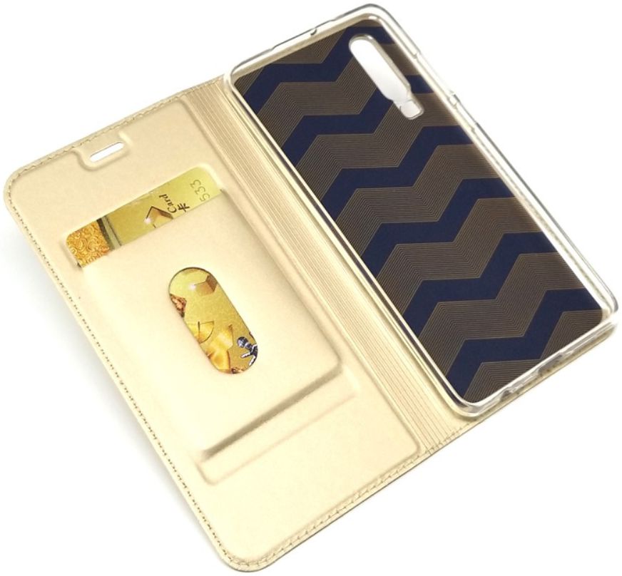 Huawei P30 Flip Hoesje met Kaart Houder Goud afbeelding 2
