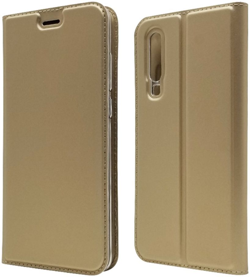 Huawei P30 Flip Hoesje met Kaart Houder Goud afbeelding 1
