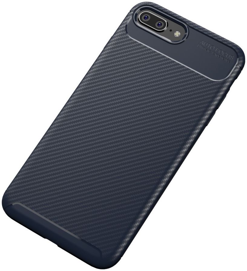 Apple iPhone 7 / 8 Plus Siliconen Carbon Hoesje Blauw afbeelding 4