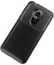Motorola Moto E6 Anti-Drop Siliconen Carbon Hoesje Zwart