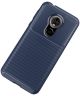 Motorola Moto E6 Anti-Drop Siliconen Carbon Hoesje Blauw