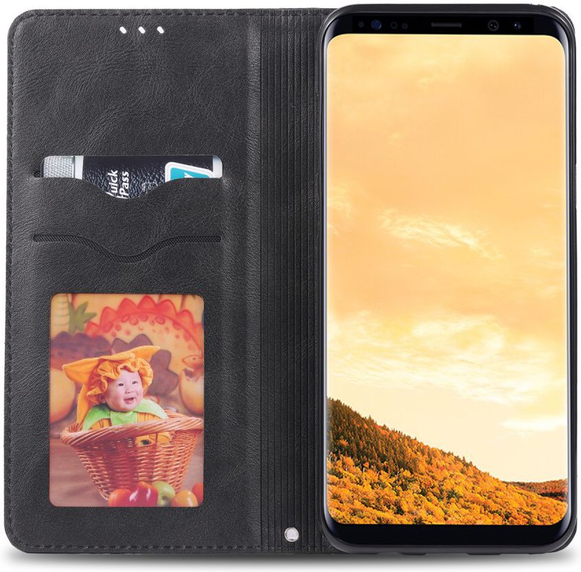 AZNS Samsung Galaxy S8 Stand Portemonnee Hoesje Grijs afbeelding 1