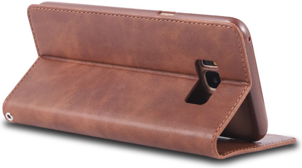 AZNS Samsung Galaxy S8 Leren Stand Portemonnee Hoesje Coffee afbeelding 7