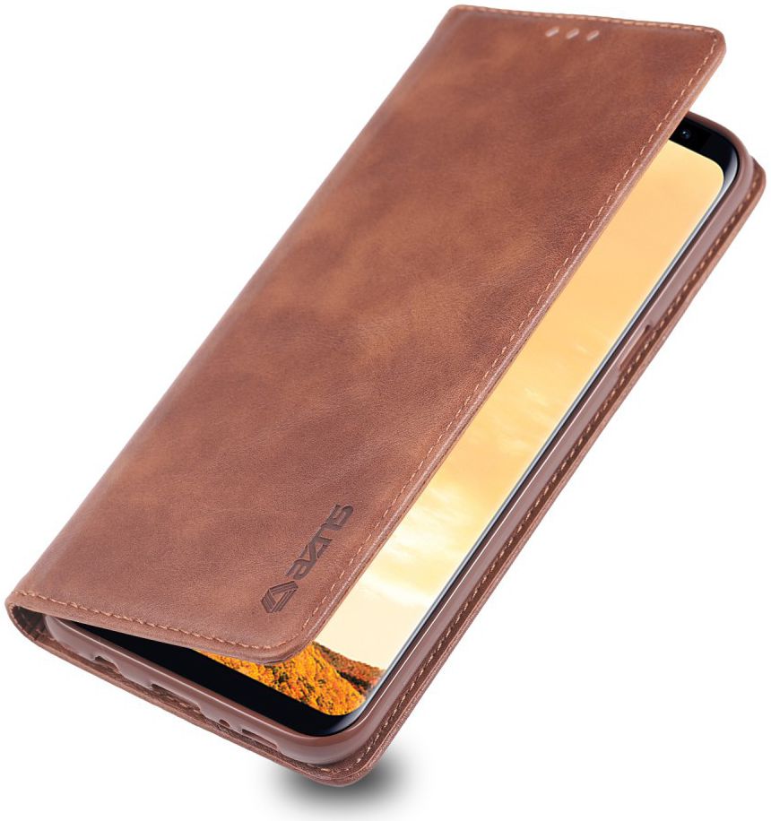AZNS Samsung Galaxy S8 Leren Stand Portemonnee Hoesje Coffee afbeelding 1