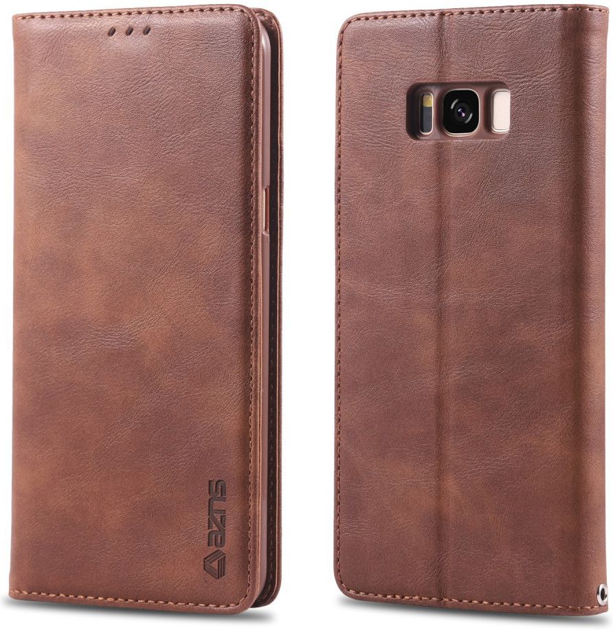 AZNS Samsung Galaxy S8 Leren Stand Portemonnee Hoesje Coffee afbeelding 3