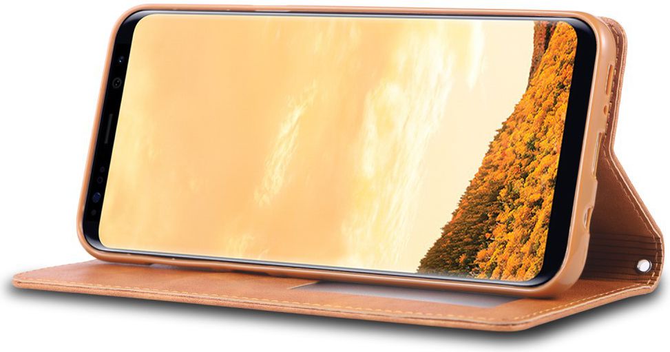 AZNS Samsung Galaxy S8 Leren Stand Portemonnee Hoesje Bruin afbeelding 4