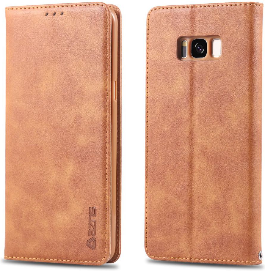 AZNS Samsung Galaxy S8 Leren Stand Portemonnee Hoesje Bruin afbeelding 3