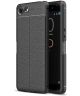 Sony Xperia XZ4 Compact Litchi Kunstleren Coating TPU Hoesje Zwart