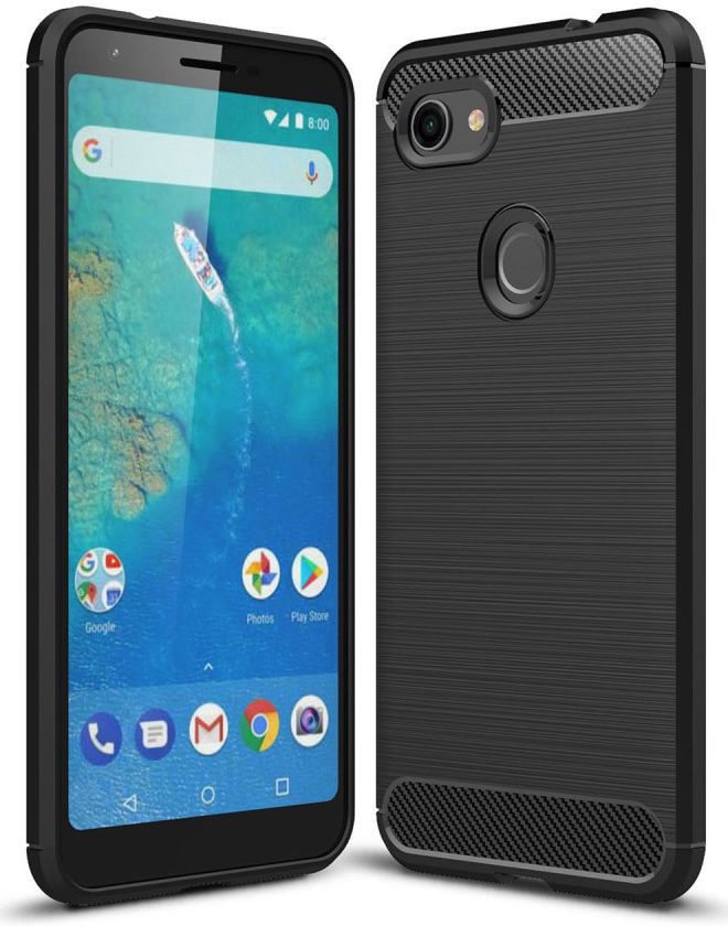 Google Pixel 3A XL Geborsteld TPU Hoesje Zwart afbeelding 1