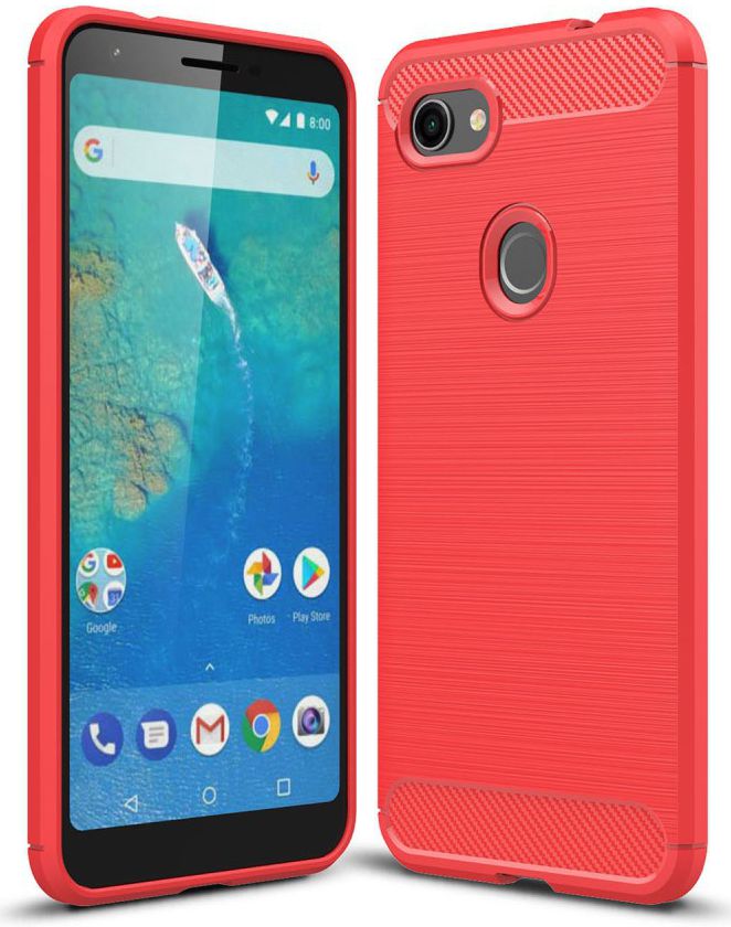 Google Pixel 3A XL Geborsteld TPU Hoesje Rood afbeelding 1