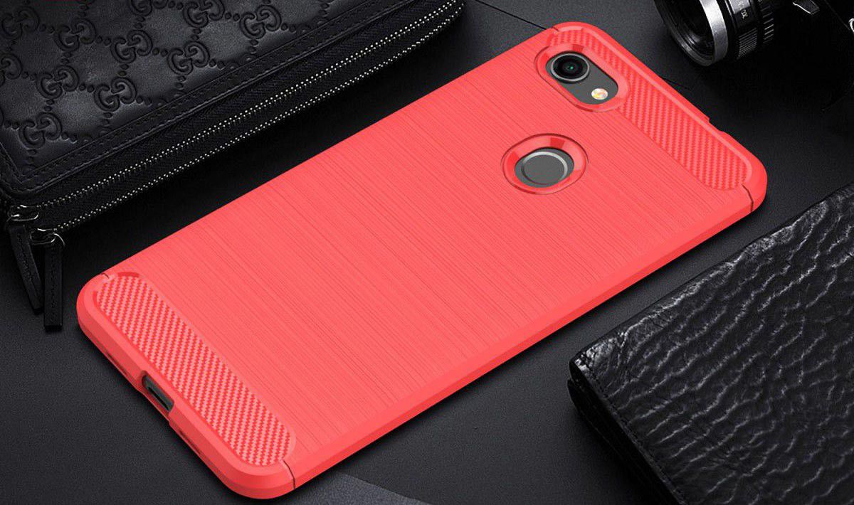 Google Pixel 3A XL Geborsteld TPU Hoesje Rood afbeelding 2