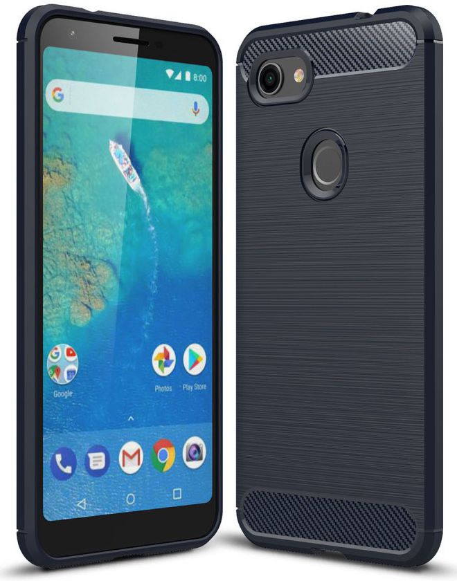Google Pixel 3A XL Geborsteld TPU Hoesje Blauw afbeelding 1