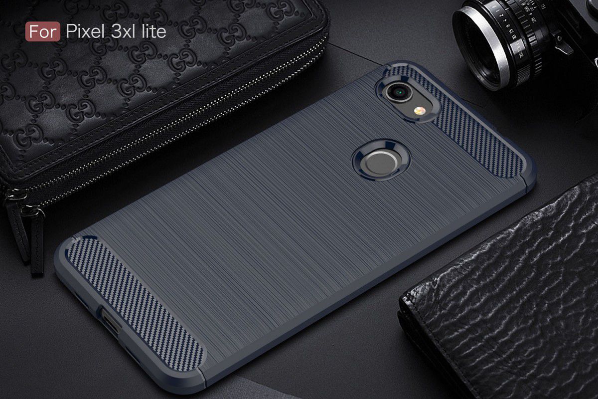 Google Pixel 3A XL Geborsteld TPU Hoesje Blauw afbeelding 2