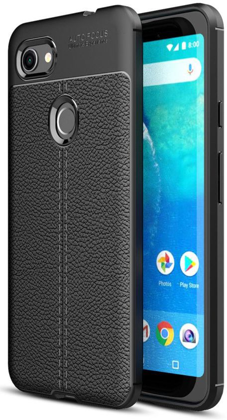 Google Pixel 3A XL Litchi Texture TPU Hoesje Zwart afbeelding 1