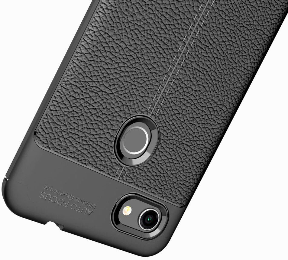 Google Pixel 3A XL Litchi Texture TPU Hoesje Zwart afbeelding 2