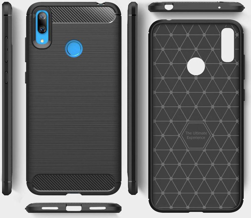 Huawei Y7 (2019) Geborsteld TPU Hoesje Zwart afbeelding 2