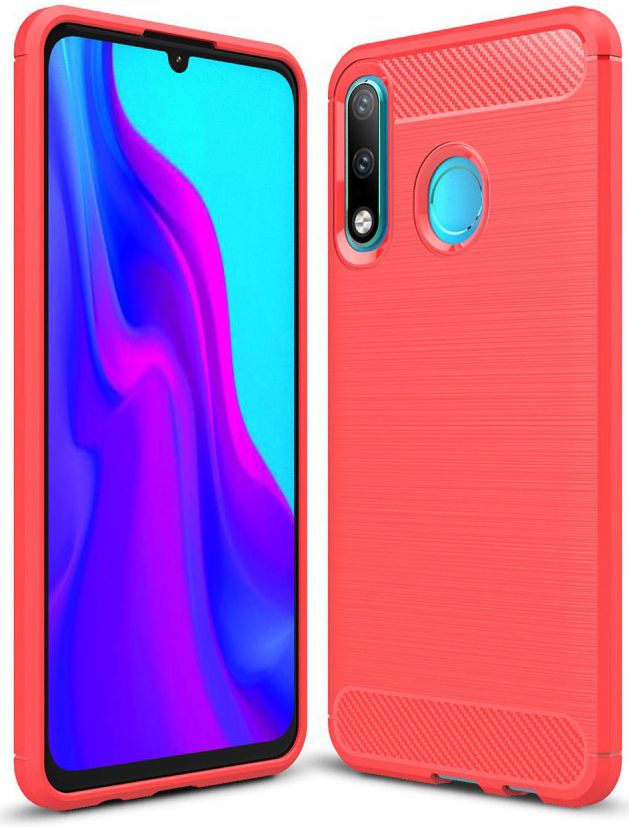 Huawei P30 Lite Geborsteld TPU Hoesje Rood afbeelding 1