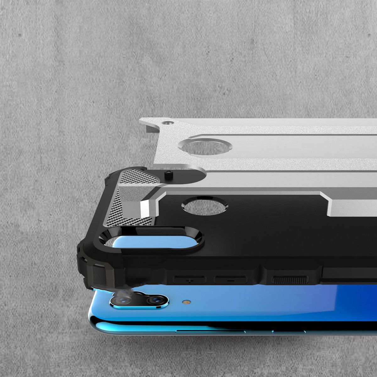 Huawei Y7 (2019) Hybride Armor Hoesje Wit afbeelding 5