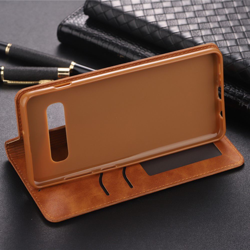 Samsung Galaxy S10 Plus Leren Stand Portemonnee Hoesje Bruin afbeelding 3