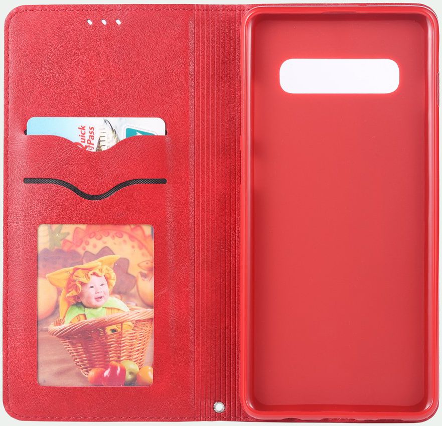 Samsung Galaxy S10 Plus Leren Stand Portemonnee Hoesje Rood afbeelding 4