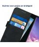 Rosso Deluxe Samsung Galaxy S10 Hoesje Echt Leer Book Case Zwart