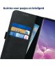 Rosso Deluxe Samsung Galaxy S10 Plus Hoesje Echt Leer Book Case Zwart